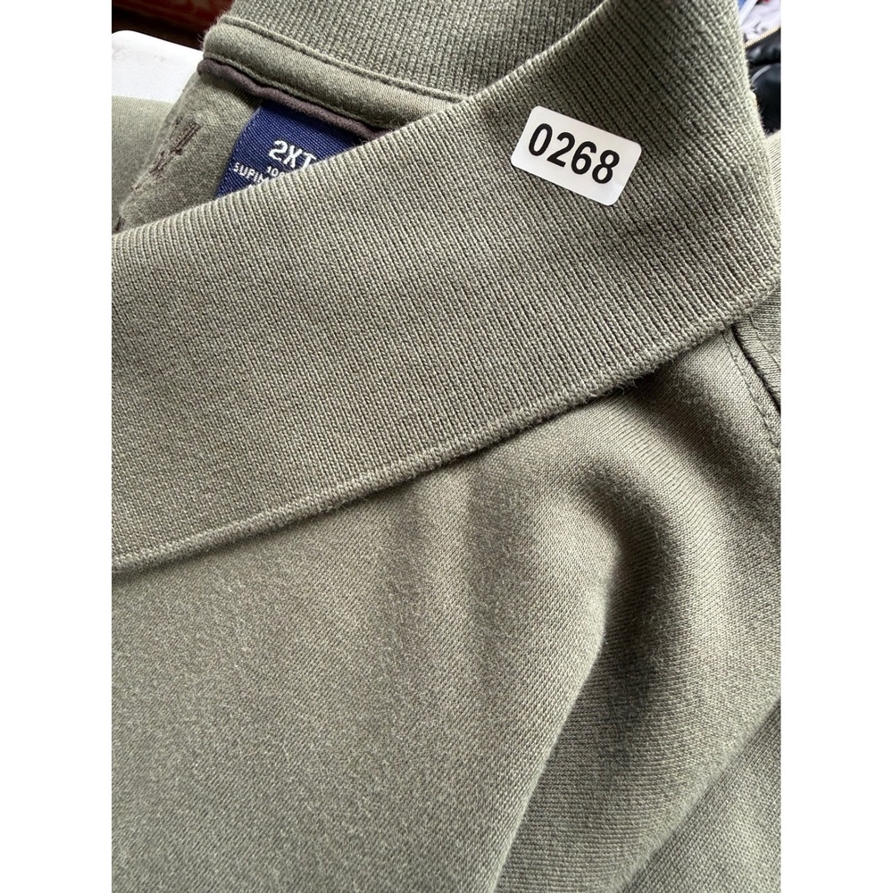 Luster‎ Soft Supima Cotton Long Sleeve Polo Shirt Olive Green Mens 2XT - Picture 8 of 8